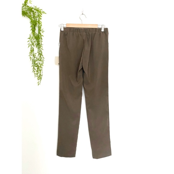 Olive Tie Front Straight Leg Pants - Picture 2 of 3